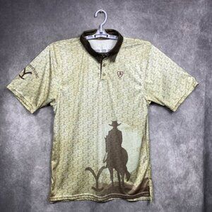 Birdie King Golf Polo Shirt Mens S Yellowstone Cowboy Boots Print Casual Sports